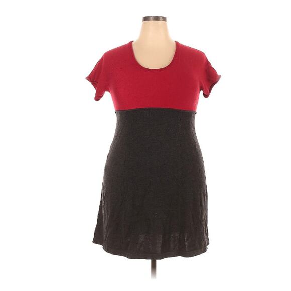 Calvin Klein Dresses & Skirts - Calvin Klein Sweater Dress Short Sleeve Fit & Flare Color Block Sz XL